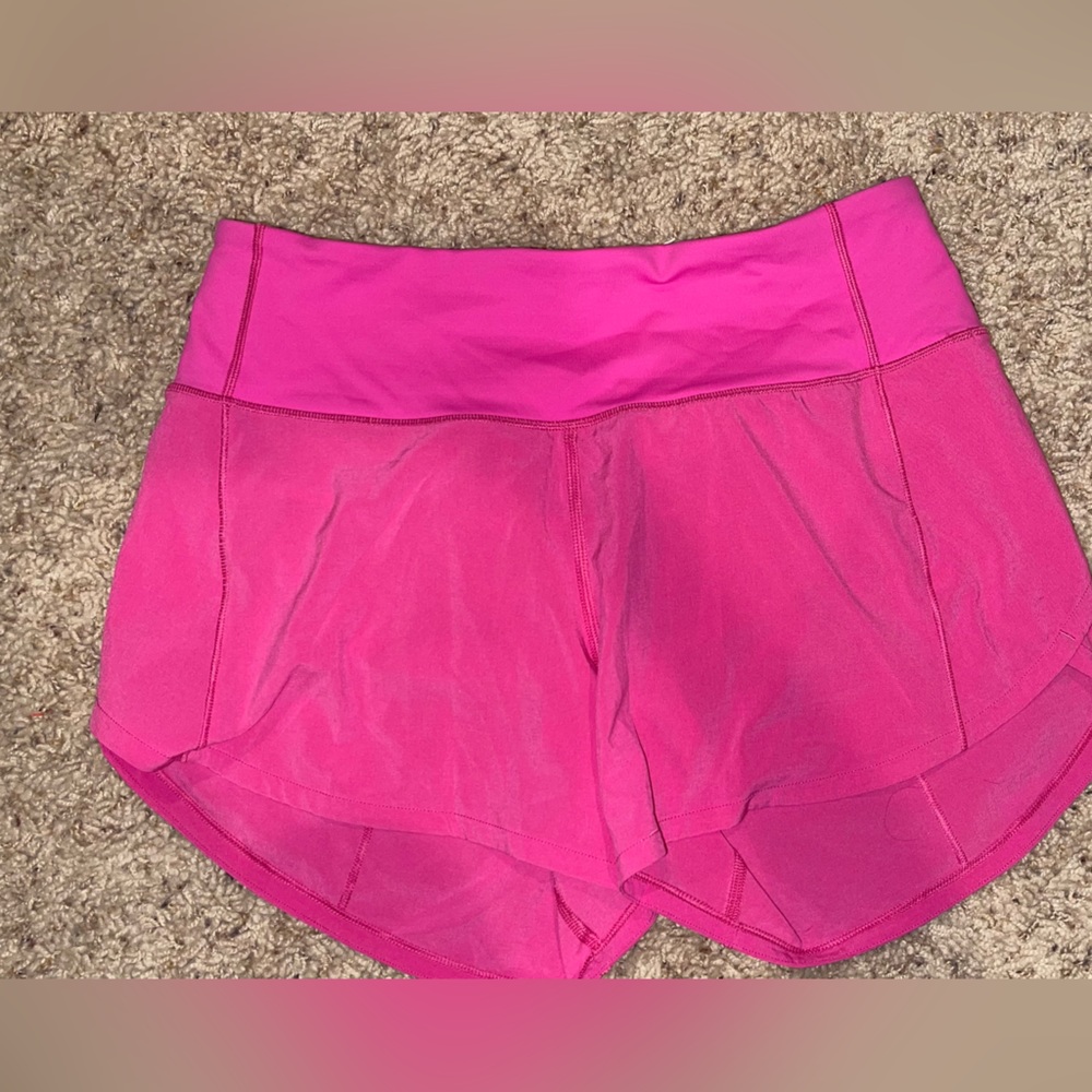 Size 4 Lululemon Sonic Pink 4” Speed Up Mid Rise